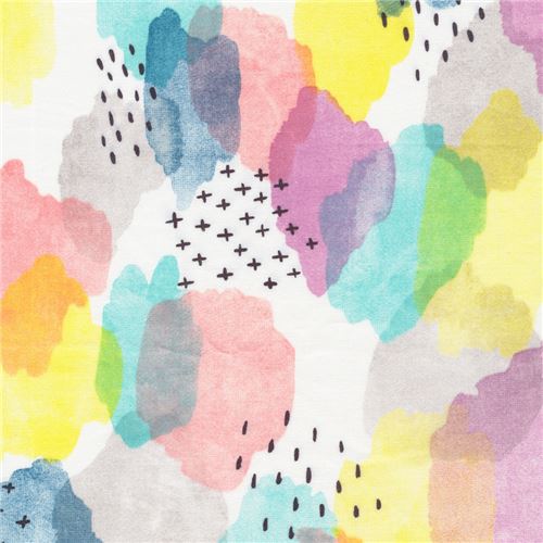 white colorful paint splotch design Cloud 9 organic cotton fabric Brush