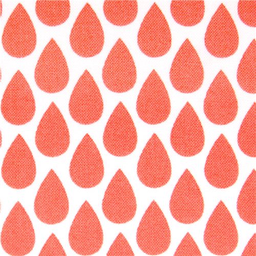 white coral orange raindrop fabric by Michael Miller USA 6