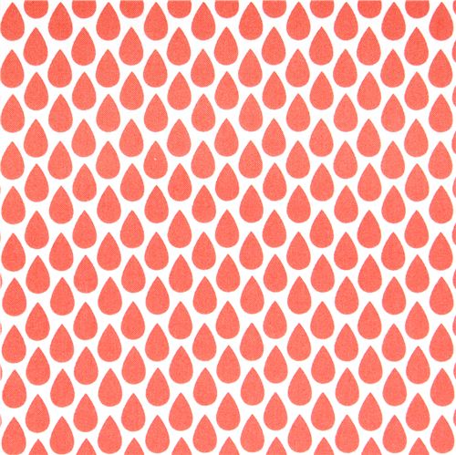 white coral orange raindrop fabric by Michael Miller USA 7