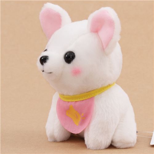 white cute Mameshiba San Kyodai pink bib dog plush toy from Japan 2