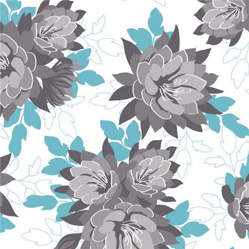 white cute grey flower blue leaf knit fabric Riley Blake Desert Bloom
