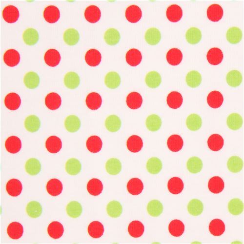 Weier roter grner Punkt Jerseystoff Riley Blake Small Dot Christmas Basics Stoff
