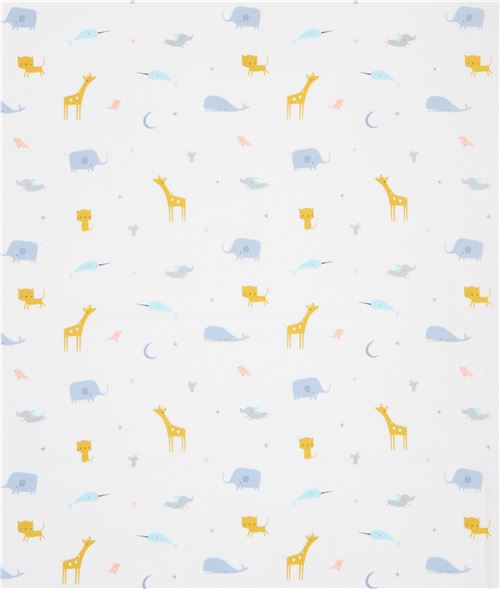 white cute whale giraffe dog Cloud 9 organic cotton fabric tout petit 3