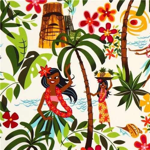 Leis Luaus Et Alohas Filles Hawaïennes Hula Tissu