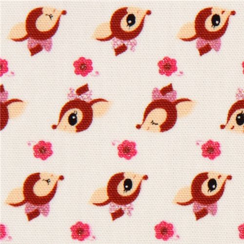 white deer Kokka oxford cloth fabric kawaii Japan 1