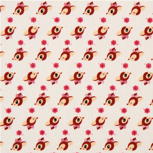 white deer Kokka oxford cloth fabric kawaii Japan 2