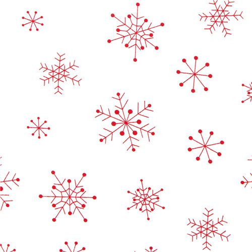 Snowflakes on Red Christmas Cotton Fabric