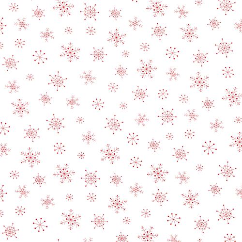 white designer Christmas fabric with red snowflakes - Christmas Fabric ...