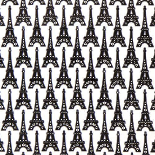 weißer Designer Stoff mit Eiffelturm & Blumen aus den USA 2