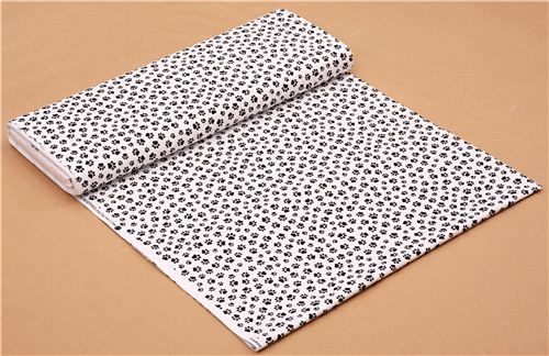 white designer fabric with black paw prints dog 3