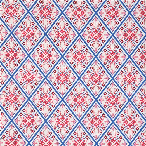 white diamond fabric with ornaments by Timeless Treasures 2