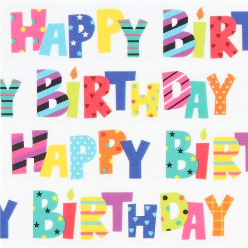 white die-cut happy birthday text deco tape sticky tape by Mind Wave ...