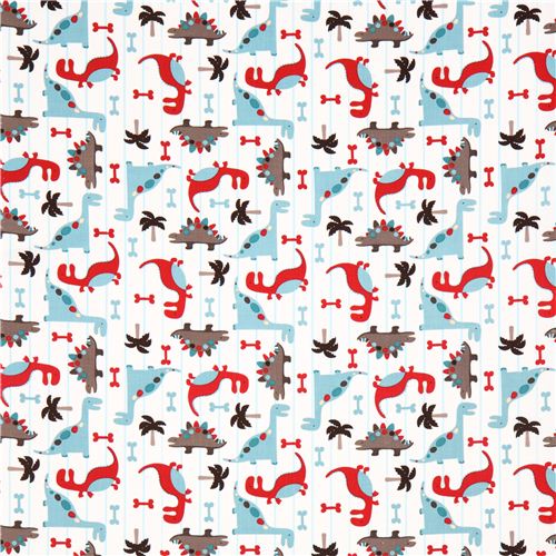 white dino dinosaur fabric USA Pirate Dino Friend Stack 2