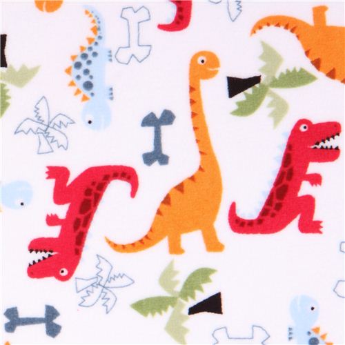 white dinosaur minky fabric fleece plush Dino Bone 1