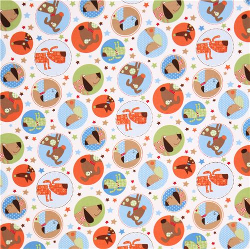 white dog animal flannel fabric Dog Gone Cute USA 2