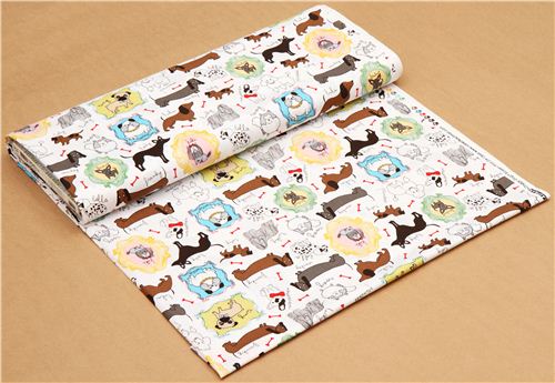 white dogs dachshund dalmatina fabric de Robert Kaufman 3