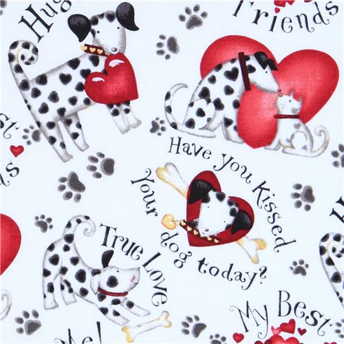 white dogs fabric Dalmatian Robert Kaufman designer 1