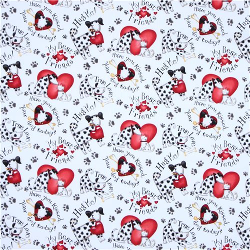 white dogs fabric Dalmatian Robert Kaufman designer 2