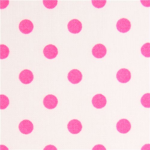 white dot fabric with neon pink dots by Michael Miller Fabric by