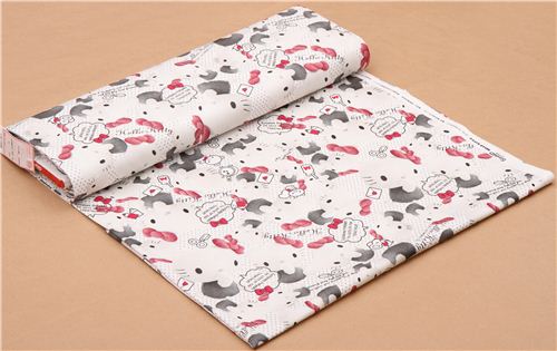 white dotted realistic Hello Kitty oxford fabric by Sanrio from Japan 3