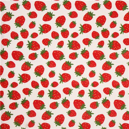 white double gauze strawberry fabric from Japan 2