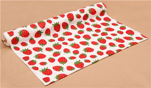 white double gauze strawberry fabric from Japan 3