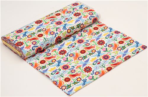 wei�er Tauben und Blumen Stoff von Alexander Henry La Paloma 3