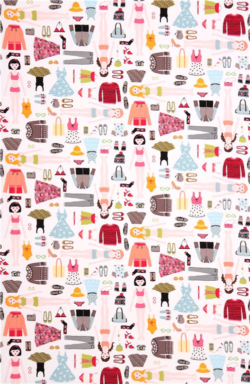 white dress up doll fabric Timeless Treasures Dress Up Diva 2