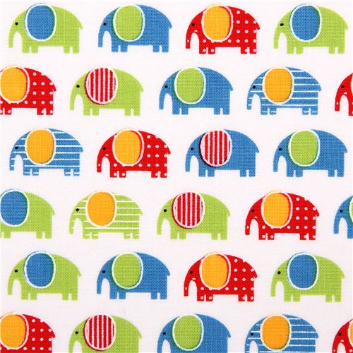 white elephant animal fabric Urban Zoologie Minis Primary by Robert