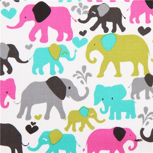 white elephant fabric par Michael Miller from the USA pink 1