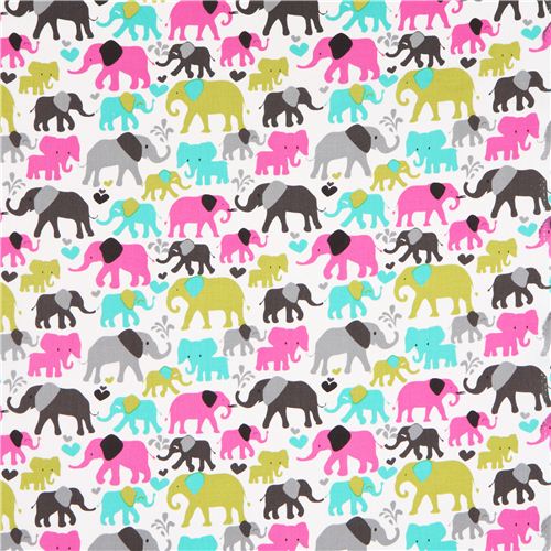 white elephant fabric par Michael Miller from the USA pink 2