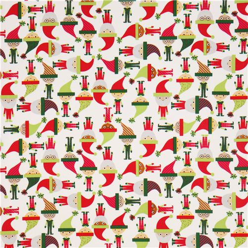 white elves Santa Claus Robert Kaufman Christmas fabric 2