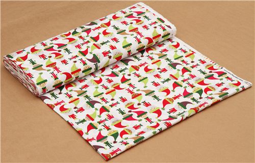 white elves Santa Claus Robert Kaufman Christmas fabric 3