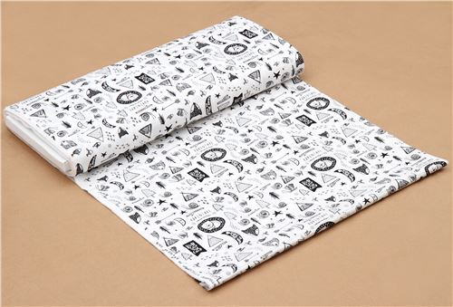 Fat Quarter (50 x 56 cm) - white fabric cute animal tree mountain by Dear Stella USA 3