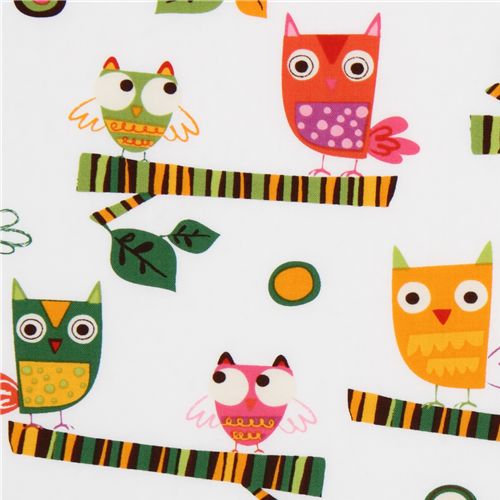 white fabric cute owls Robert Kaufman On a Whim 2 1
