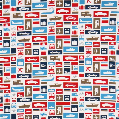 white fabric for boys with vehicles by Robert Kaufman 2