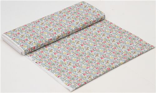 Chutes de tissu de (23 x 110 cm) - Tissu Liberty Fabrics blanc avec des fleurs de jardin multicolore 6