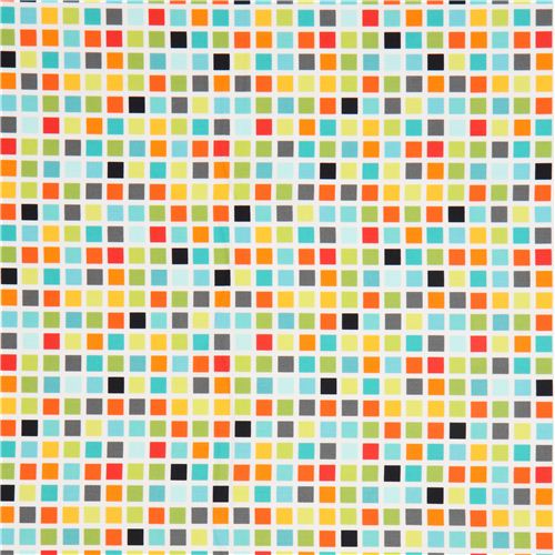 white fabric with colourful grid checker de Robert Kaufman 2