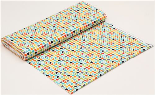 white fabric with colourful grid checker de Robert Kaufman 3