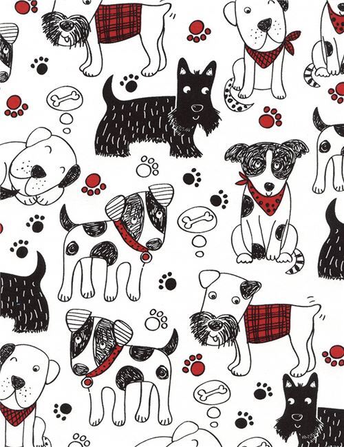 Black /& White Color Me Dog Paw Print Animal Fabric Timeless Treasures YARD