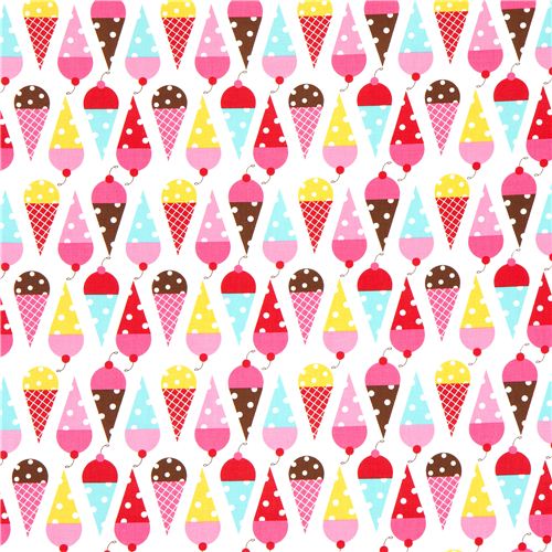 white fabric with ice cream cone by Robert Kaufman Fabric by Robert ...