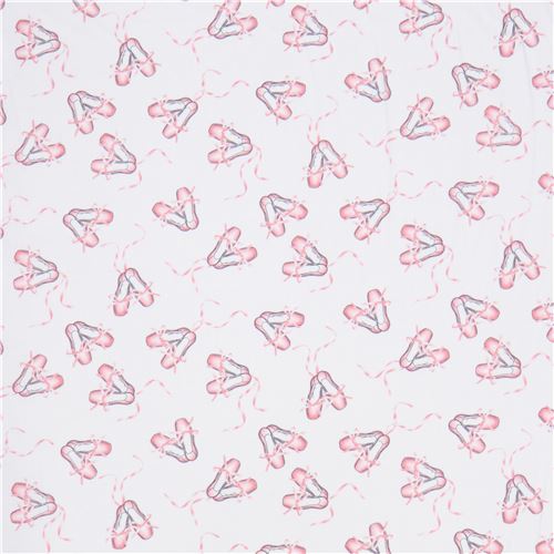 white fabric with pink ballet ballerina shoe by Timeless Treasures 2