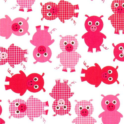 white fabric with plaid piggies Realizzato da Robert Kaufman 1