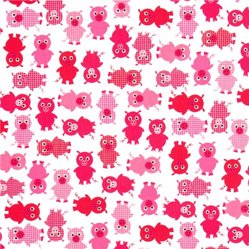 white fabric with plaid piggies Realizzato da Robert Kaufman 2