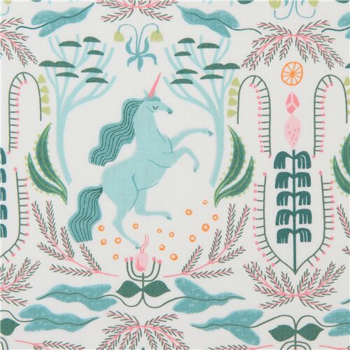 Weisser Stoff Mit Einhorn Toile De Jouy Muster Von Dear Stella Modes4u