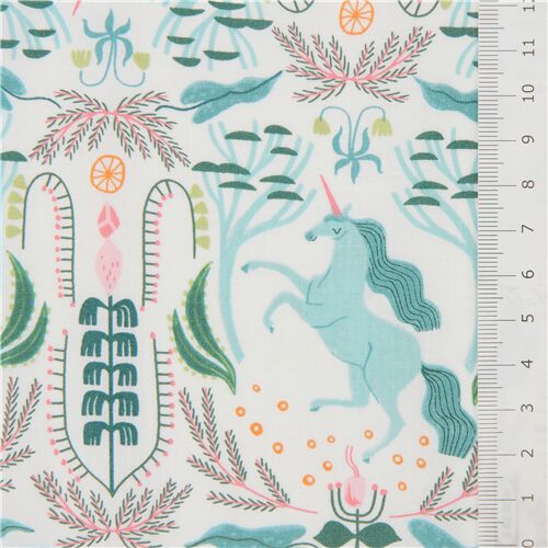 Weisser Stoff Mit Einhorn Toile De Jouy Muster Von Dear Stella Modes4u