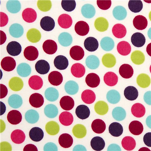 White Flannel Fabric Colourful Dots By Robert Kaufman Fabric By Robert Kaufman Modes4u