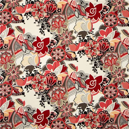 white flower & ornament fabric by Alexander Henry Flower Fabric