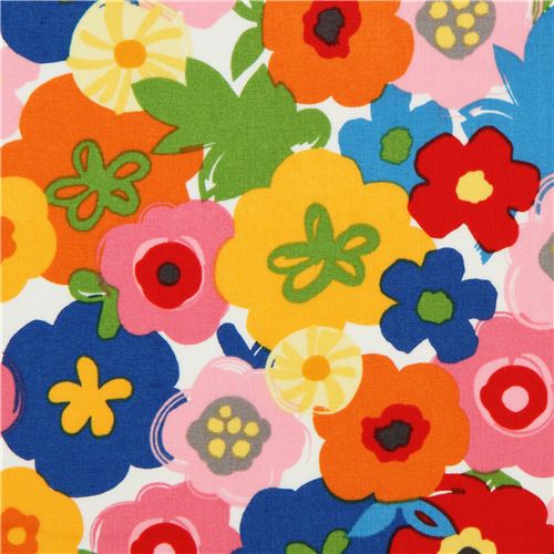 white flower fabric by Robert Kaufman from the USA Fabric by Robert ...
