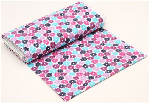 white flower flannel fabric turquoise purple Robert Kaufman 3